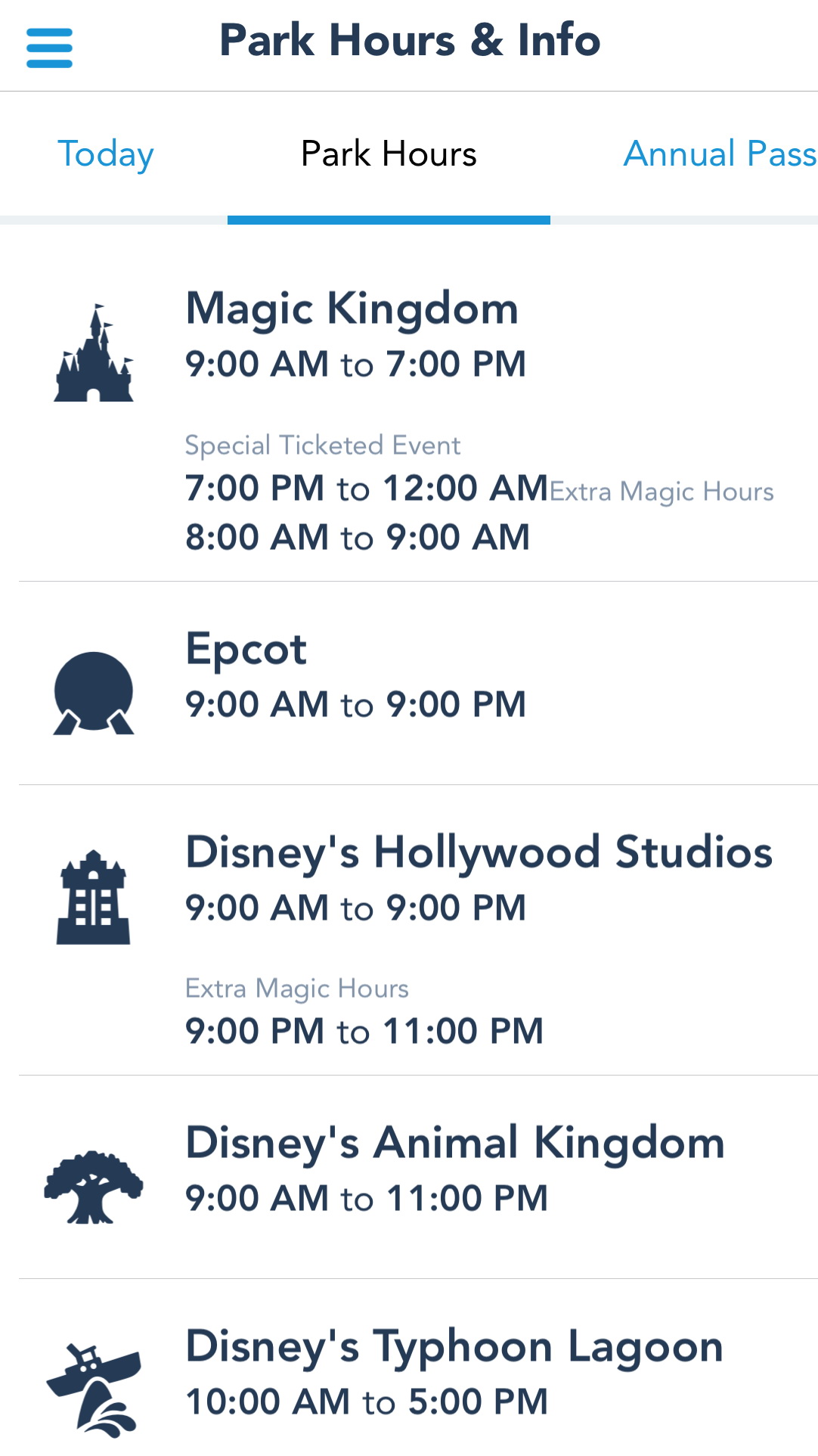 Image result for my disney experience park hours