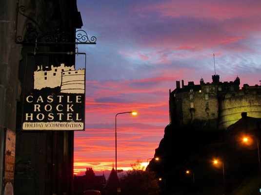 Castle Rock Castle with Edinburgh Castle in the background.