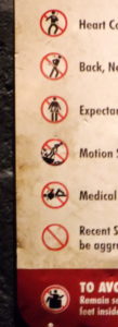 Universal's warning signs cover every possible reason a person cannot ride, including the ominous "everything else" symbol.