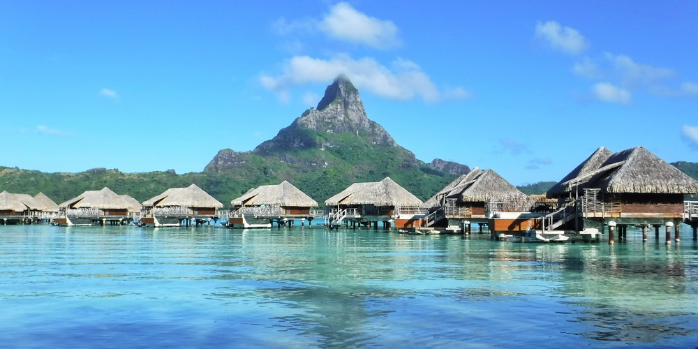 Overwater Bungalows on the Island of Bora Bora