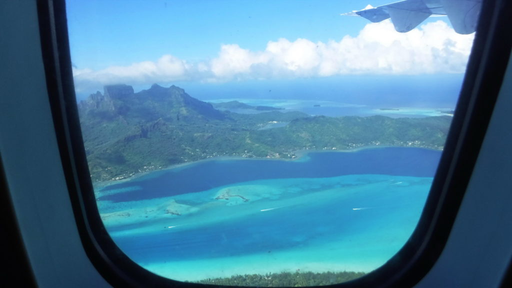 The view flying into Bora Bora.