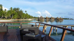 Beautiful view from Kia Ora's overwater bar.