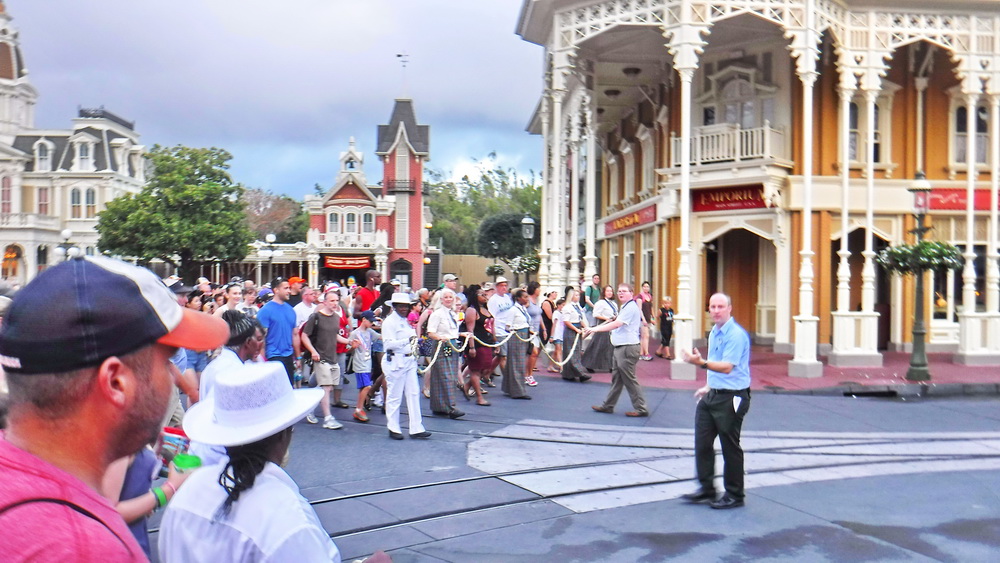 Walking behind the rope at Magic Kingdom rope drop