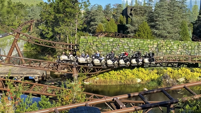 On Hagrid's coaster, riders can sit on Hagrid's magical motorbike or in the sidecar.