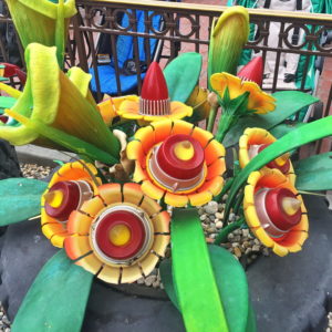 A very unique floral arrangement in Disneyland's Cars Land