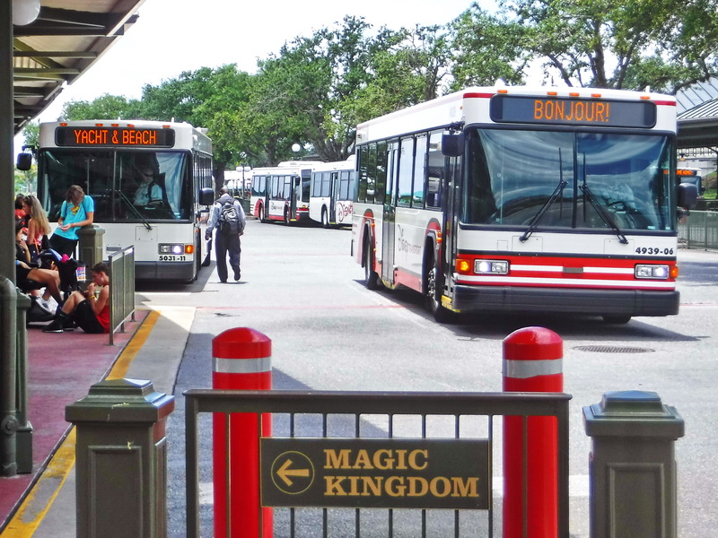 The Disney bus stop at Magic Kingdom.