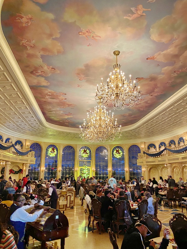 Be Our Guest restaurant at Disney World's Magic Kingdom is themed like the inside of the Beast's castle.
