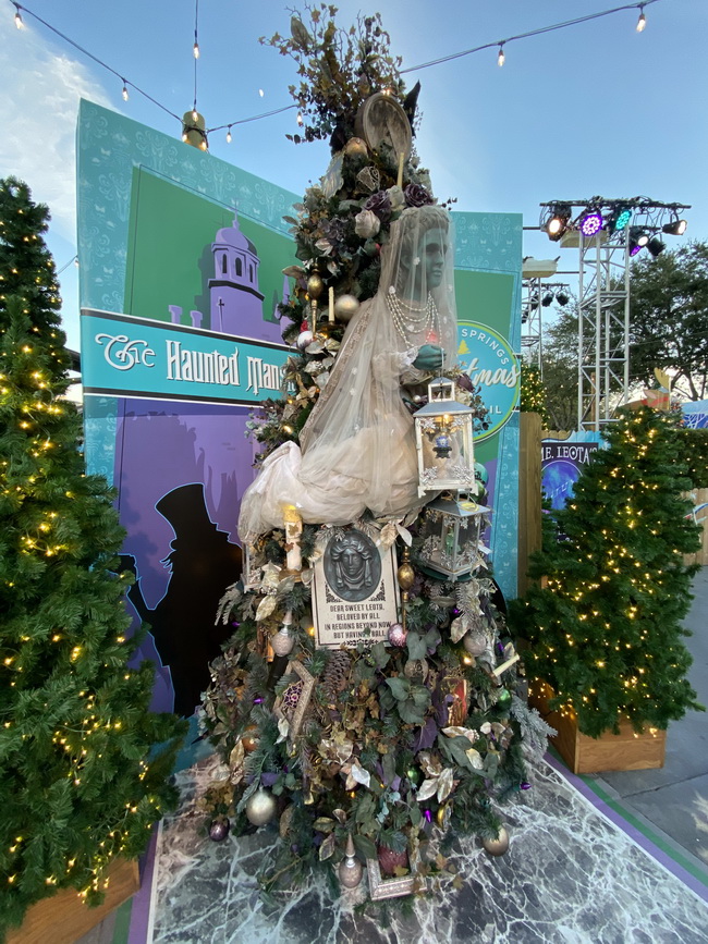 Haunted Mansion themed Christmas tree in Disney Springs