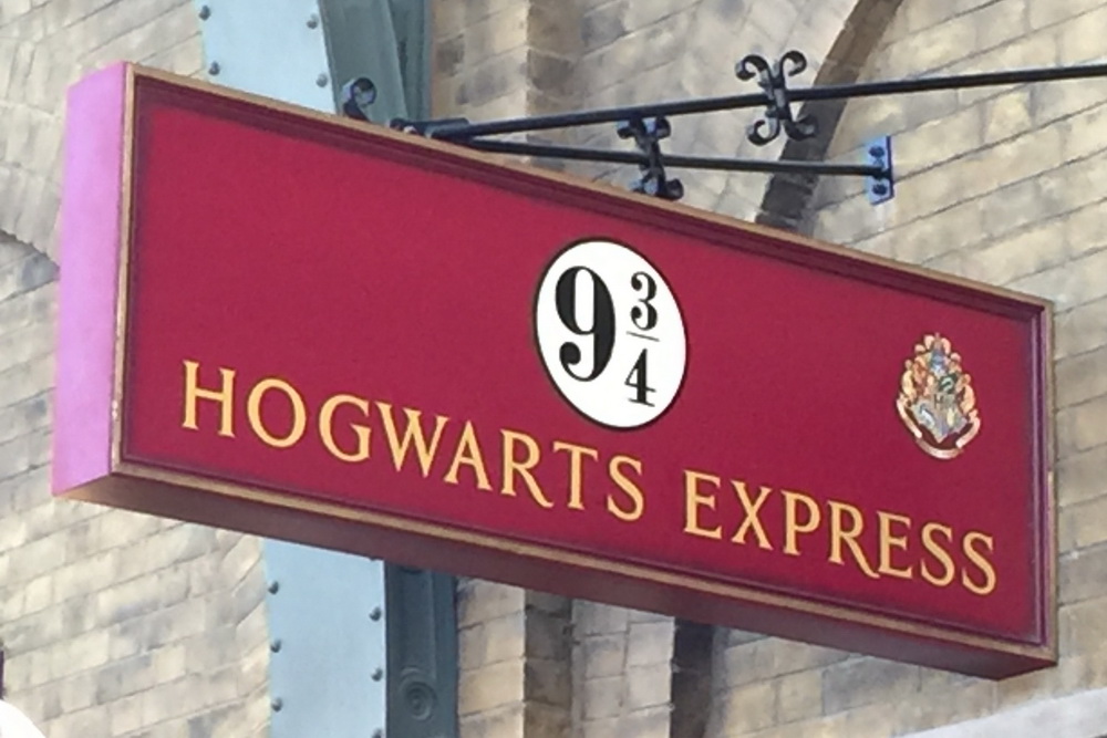 Hogwarts Express sign in Hogsmeade station Universal Islands of Adventure Orlando