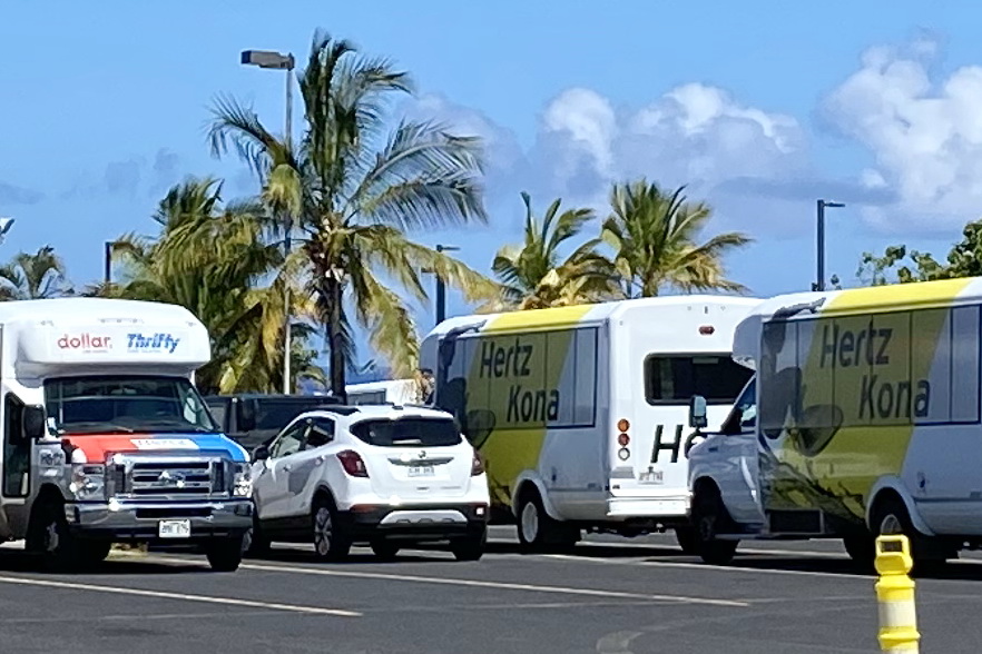 Hertz rental car lot at Kona airport Hawaii